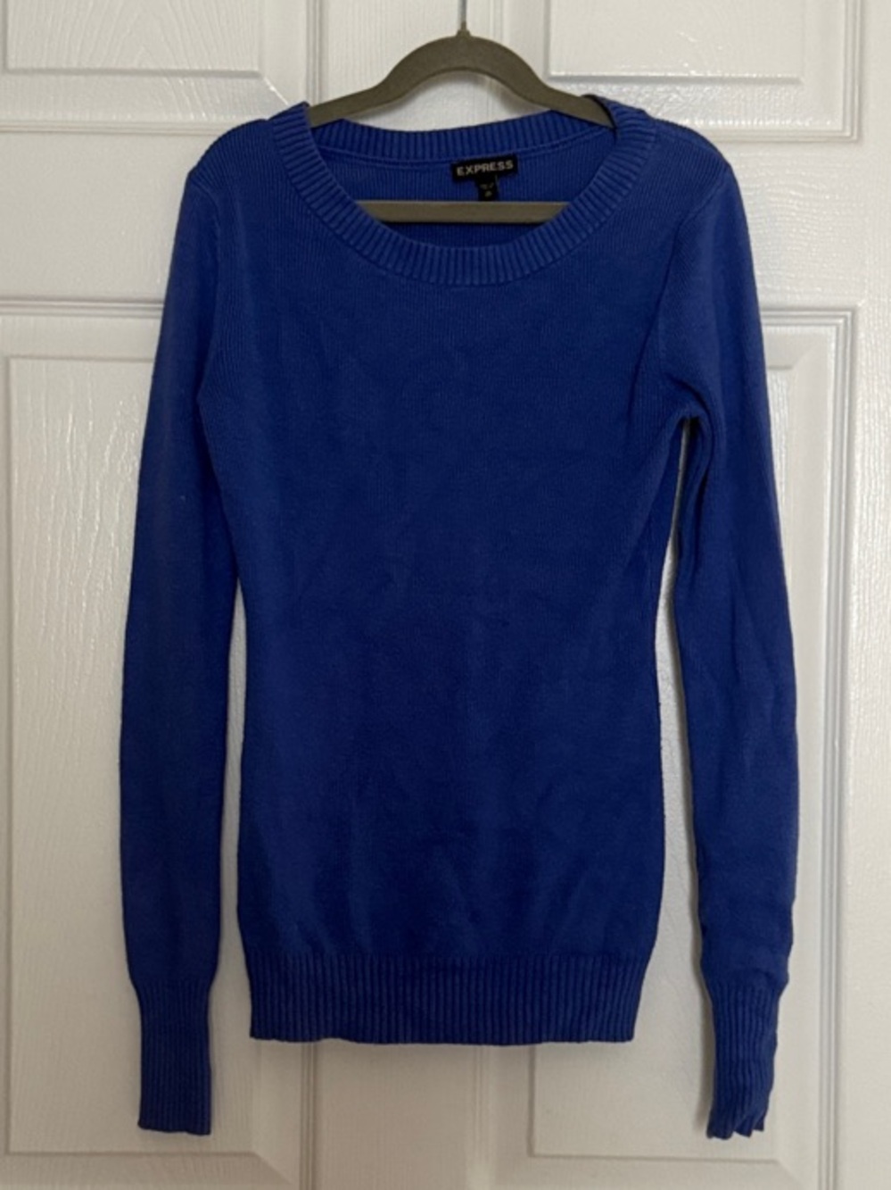 Express Cobalt Blue Slim Crewneck Sweater